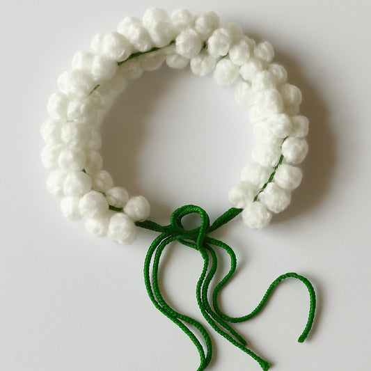 White Hand Knitted Hair Tie