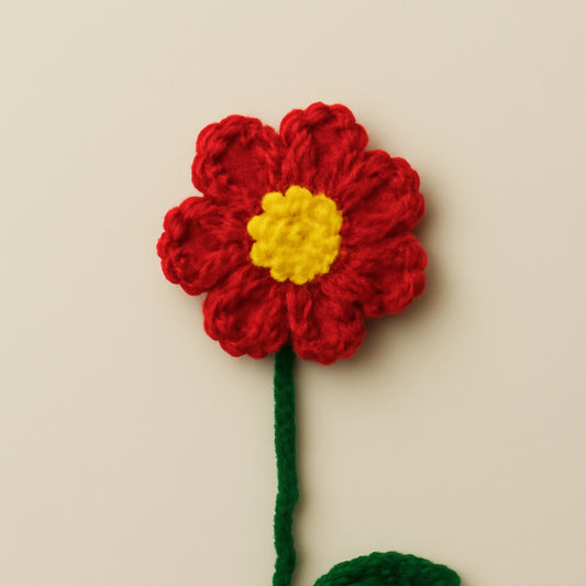Red Daisy Crochet Bookmark